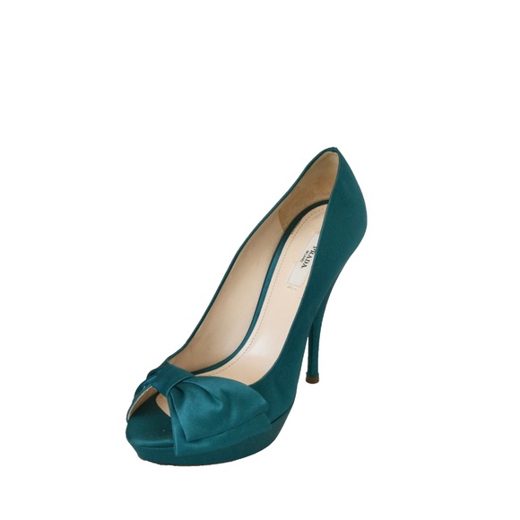 New Authentic Prada Satin Platform Bow Peep Toe Shoes - Picture 4 of 9